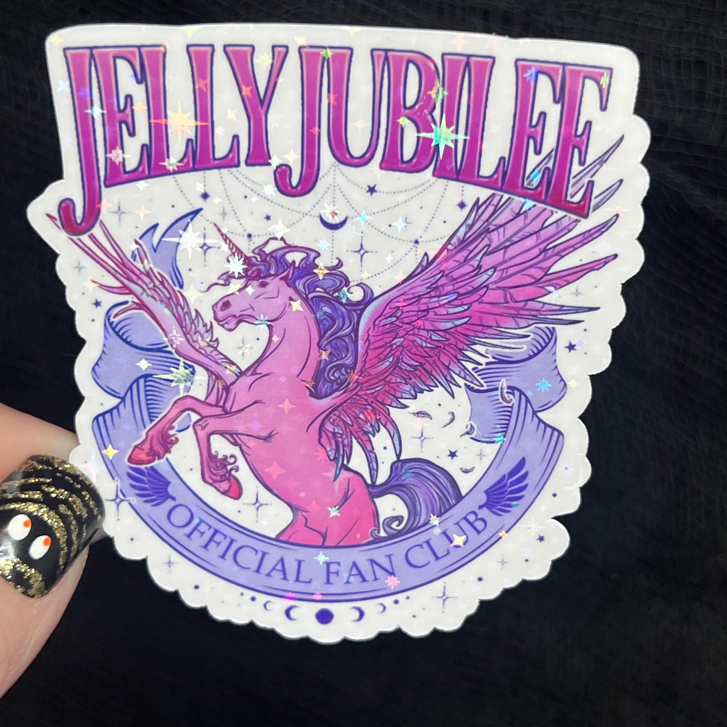 Jelly Jubilee Pink Pony Holographic Sticker, HOSAB HOEAB Hofas Decal, SJM laptop kindle waterproof sticker bookish Waterbottle decal