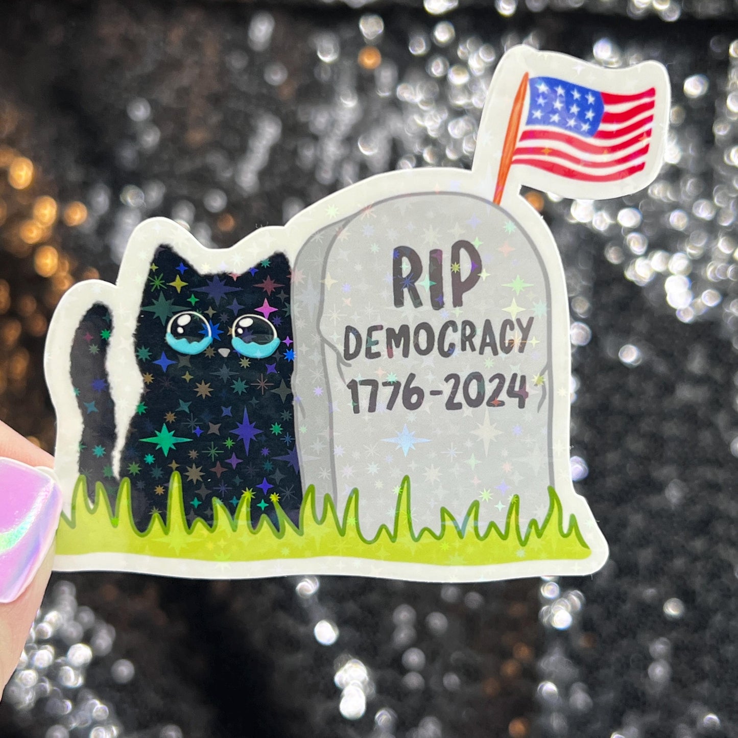 RIP Democracy Holographic Sticker Political Decal Kamala Decal Anti Trump Pro Choice Feminist Sticker Liberal Democrat