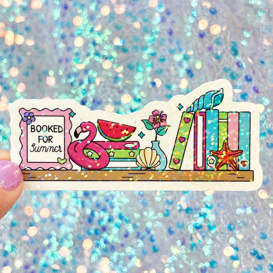 Booked for Summer Holographic Bookshelf Sticker