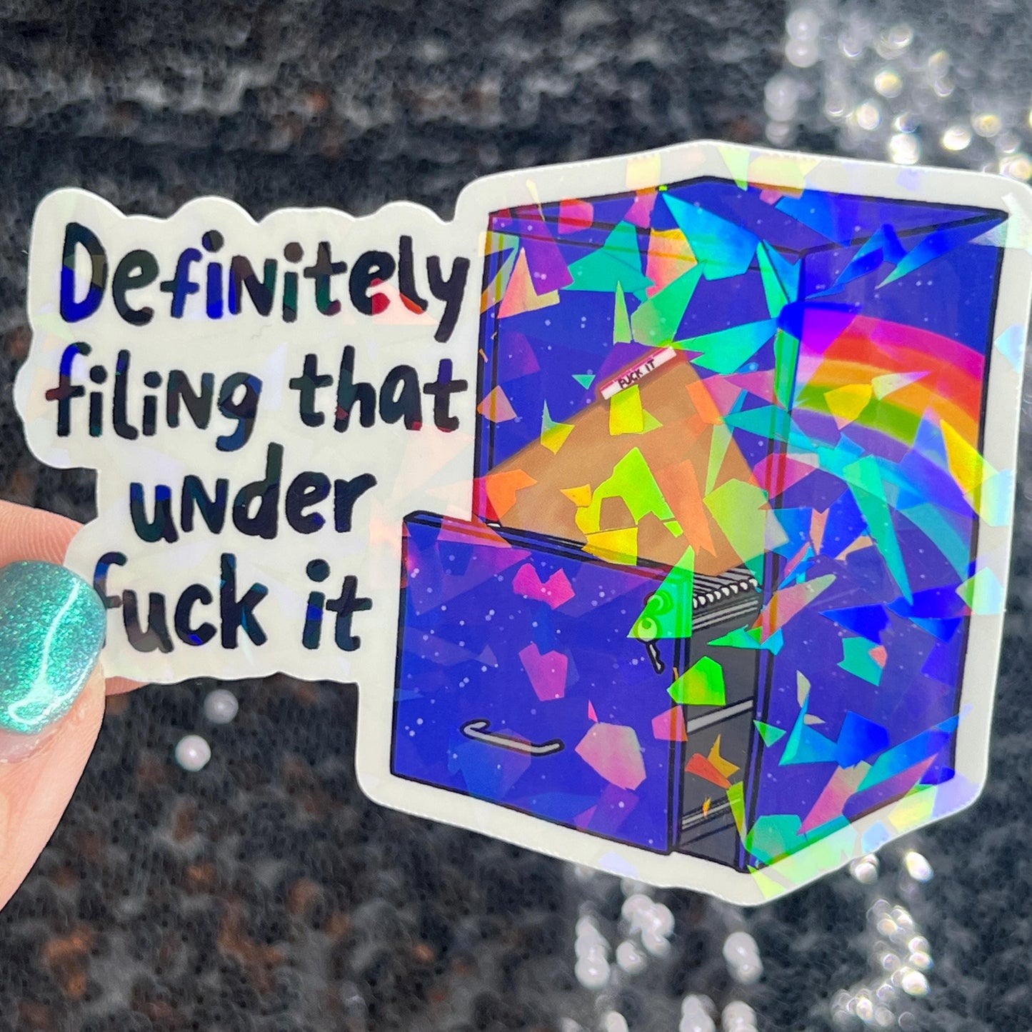 Definitely filing that under f it Sparkly Holographic Sticker Mental Health Sparkly Spread Positivity Good Vibes Decal Inspirational Boss