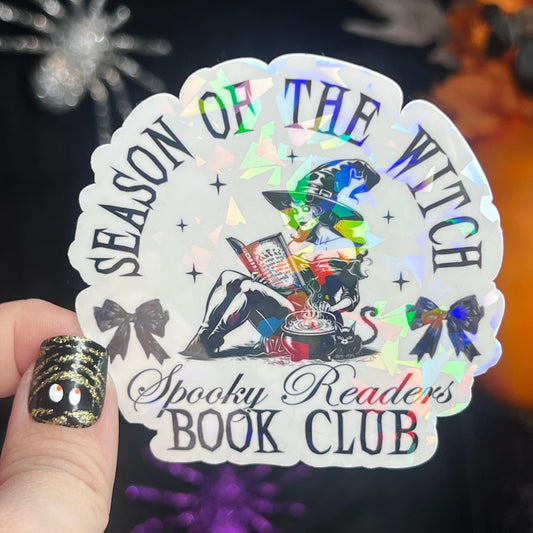 Season of the Witch Spook Readers Book Club Halloween Holographic Sticker Halloween Kindle Decal Spooky Fall Reader Gift Bookish Decal