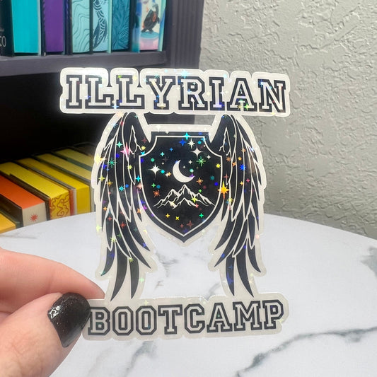 ACOTAR Illyrian Bootcamp Decal - Fantasy Warrior Wings Sticker, Holographic Sticker Bookish Sticker Booktok waterbottle kindle sticker