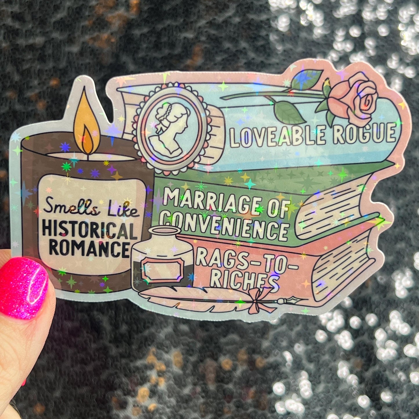 Smells Like Historical Romance Holographic Sticker Decal History Reads Bookish kindle waterbottle laptop Reader Bookish Present Gift