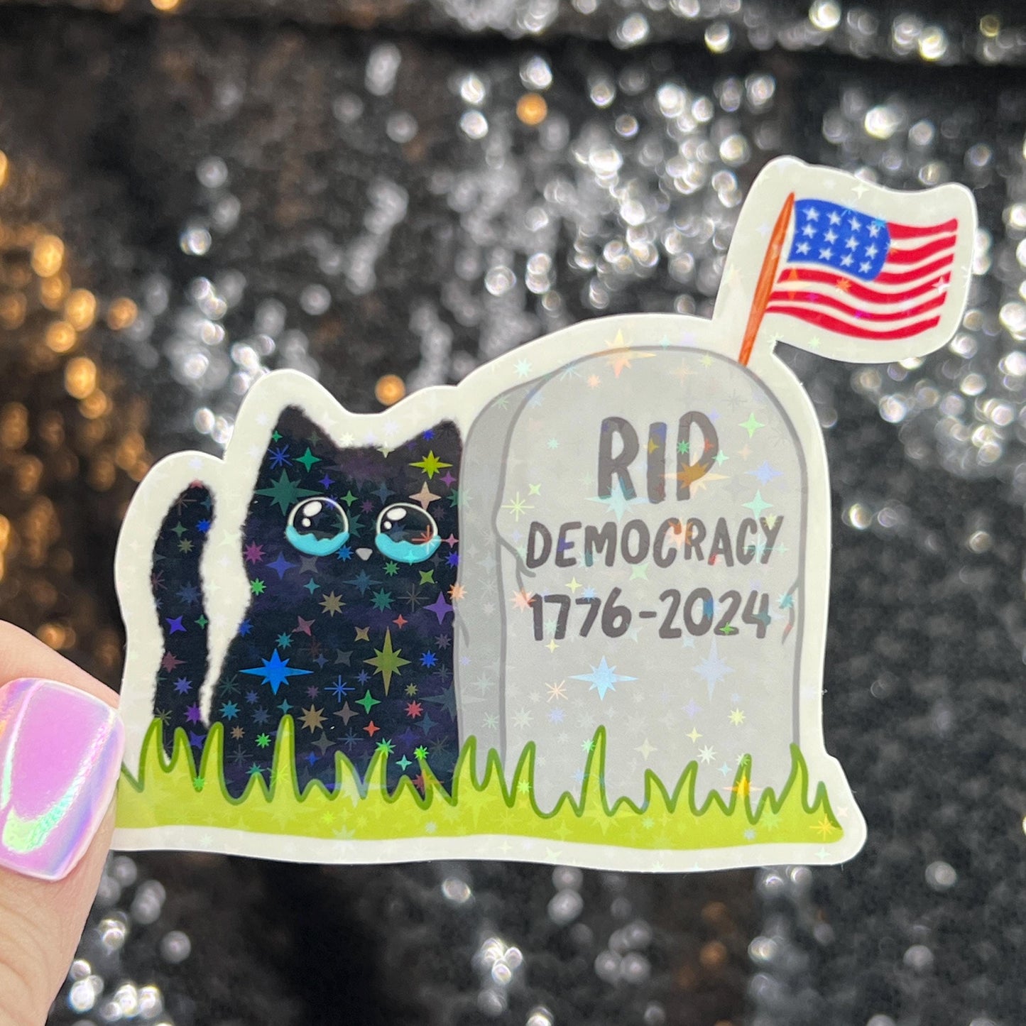 RIP Democracy Holographic Sticker Political Decal Kamala Decal Anti Trump Pro Choice Feminist Sticker Liberal Democrat