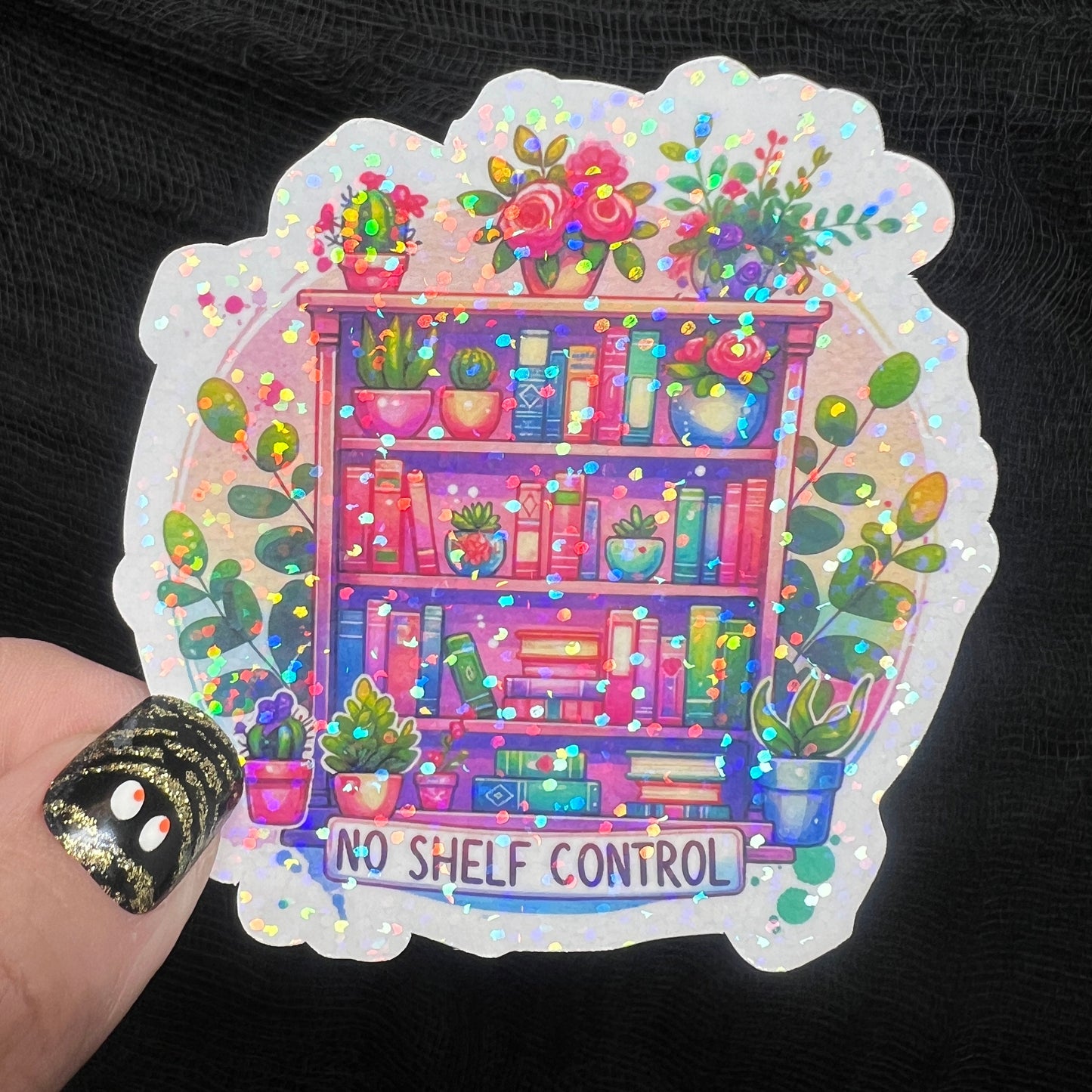 No Shelf Control bookshelf Sparkly Holographic Sticker Decal, Spicy Dark Romance, kindle waterbottle laptop Reader Bookish Present Gift