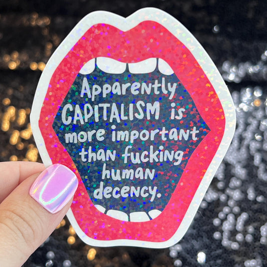 Apparently Capitalism is More Important Holographic Sticker Kamala Anti Trump JD Vance Pro Choice Feminist Sticker Liberal Democrat Decal