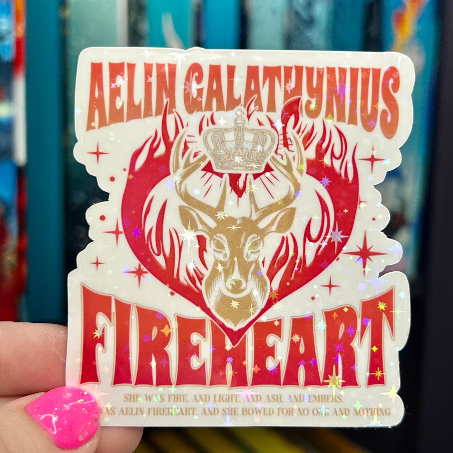 Aelin Galathynius Fireheart Throne of Glass Holographic Sticker Aelin Tog water bottle decal TOG laptop sticker SJM Decal Kindle Sticker