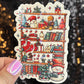 Christmas Bookshelf Santa Snowmen Holographic Sticker, Xmas Bookish Kindle Sticker Reader Decal Book Lover Christmas Gift Book Club