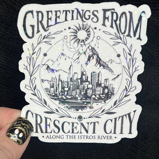 Greetings From Crescent City Holographic Sticker, HOSAB HOEAB Decal, SJM laptop waterproof sticker bookish Waterbottle decal