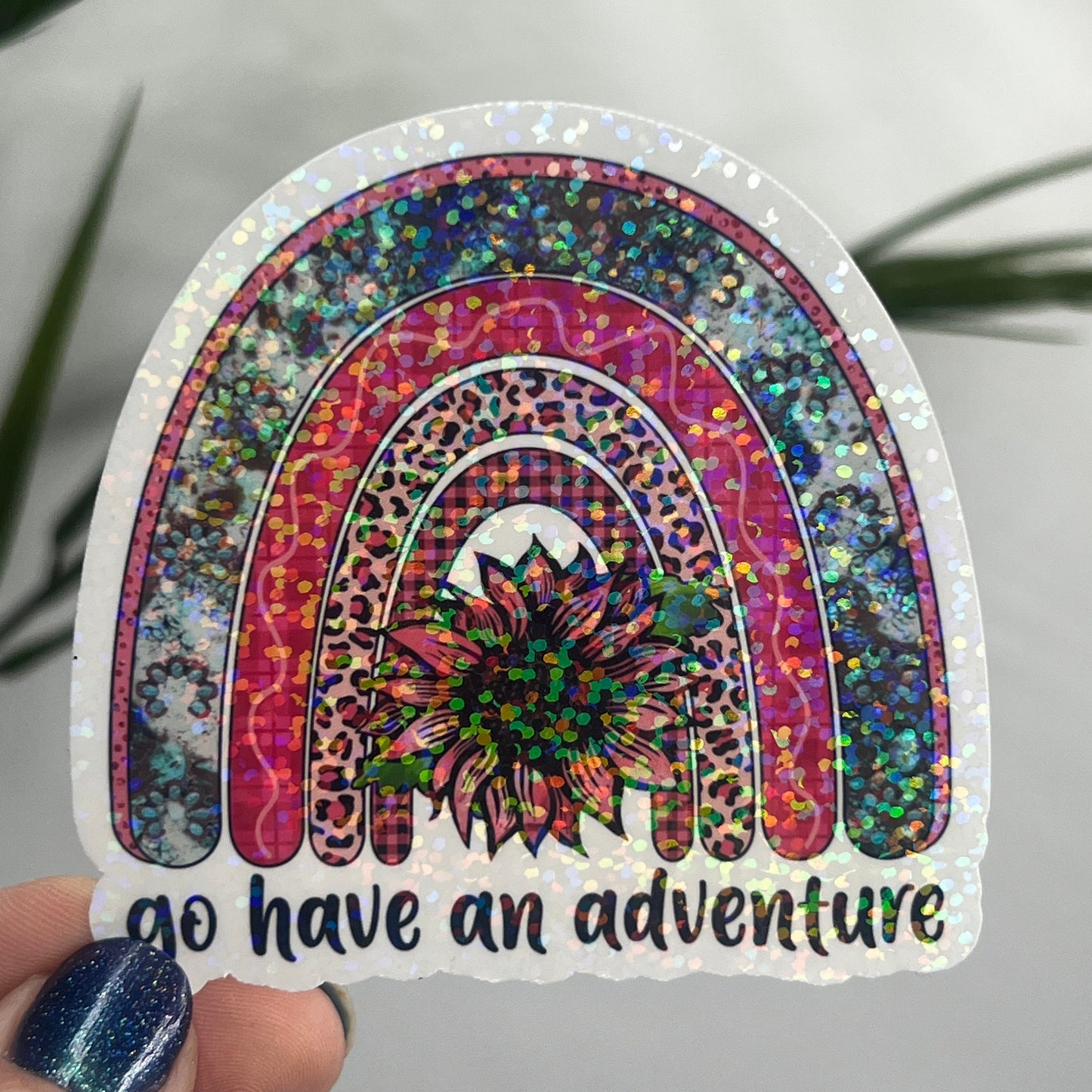 Go Have an Adventure Rainbow Holographic Sparkly Sticker Adventure Sticker RV Sticker Outdoor Decal Nature Sticker Travel Hiking Backpacking