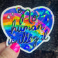 No Human Is Illegal Holographic Sticker Hands Offf Protest Anti Trump JD Vance Pro Choice Feminist Sticker Liberal Democrat Decal Minimalist