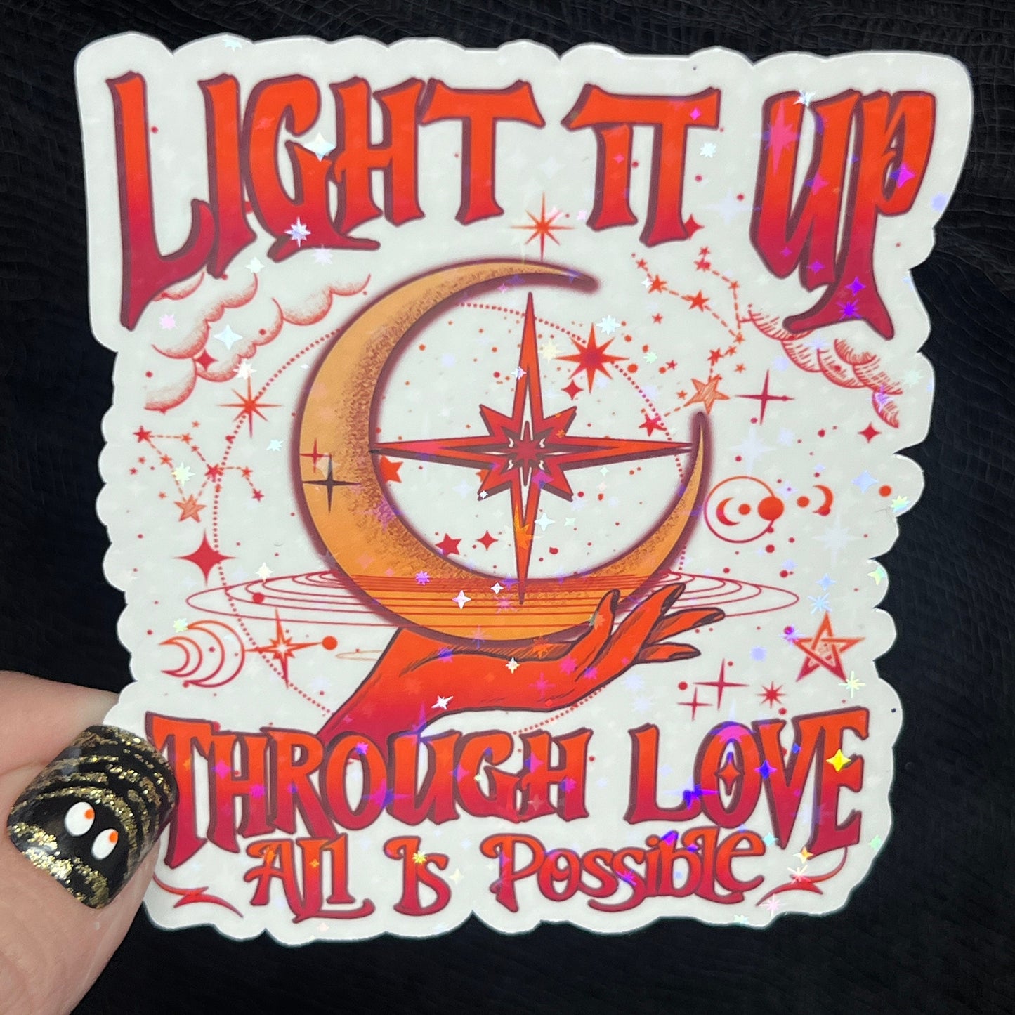 Red Crescent City Light It Up Through Love All is Possible Holographic Sticker HOSAB HOEAB Decal SJM laptop sticker bookish Waterbottle