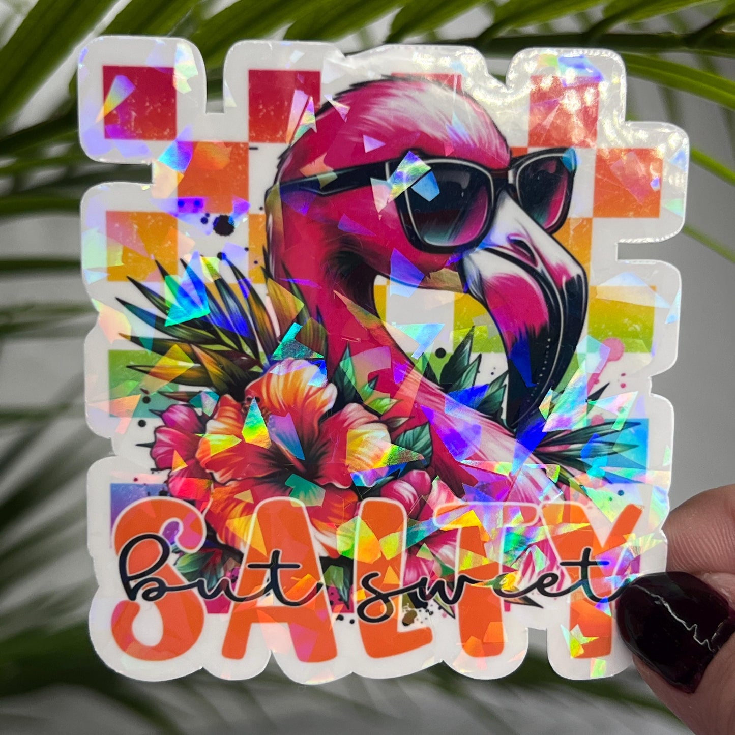 Salty But Sweet Summer Rainbow Colorful Holographic Sticker Mental Health Sticker Sparkly Spread Positivity Good Vibes Decal Inspirational