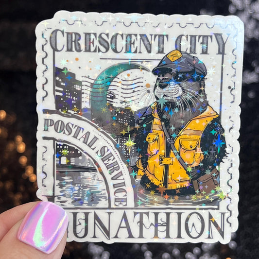 Crescent City Otter Stamps Holographic Sticker, HOSAB HOEAB Decal, SJM laptop waterproof sticker bookish Waterbottle decal