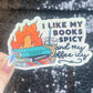 I Like my Books Spicy and my Coffee Icy Sparkly Sticker Holographic Book Lover, Spicy Dark Romance, Booktok, kindle laptop Romance Decal