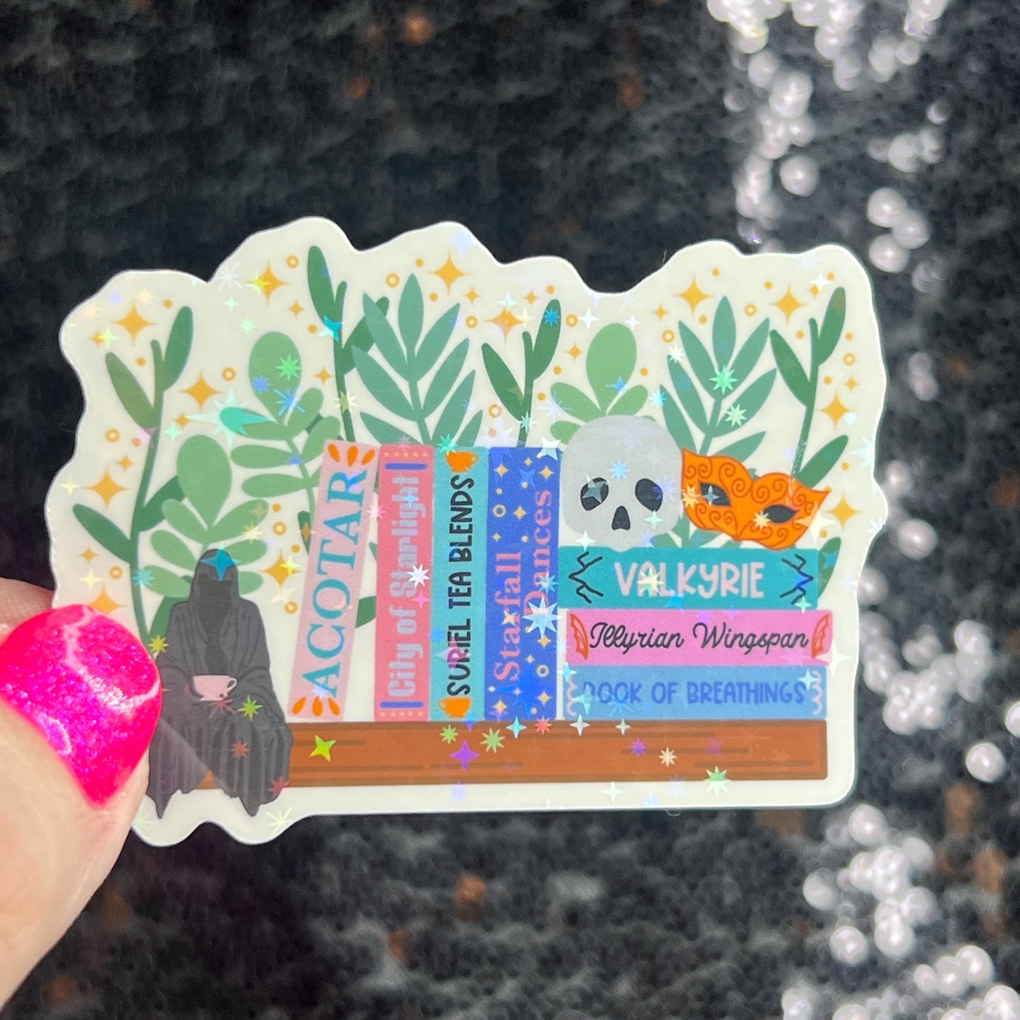 ACOTAR mini Holographic Stickers, Booktok stickers kindle acotar a court of thorns and roses small set bundle, ACOFAS, ACOMAF, acowar, acosf