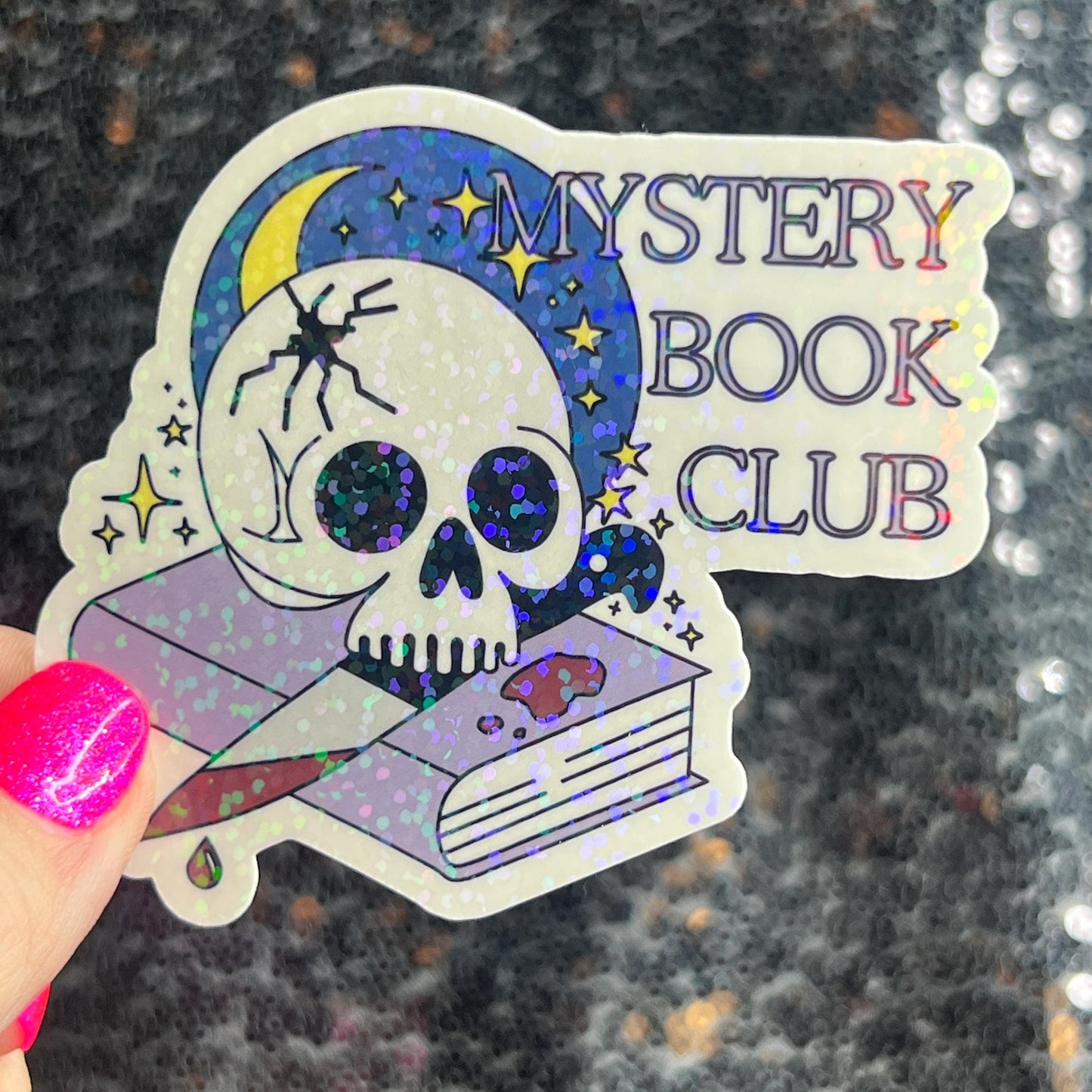 Mystery Book Club Holographic Sticker Decal, Cozy Mystery Reads Bookish kindle waterbottle laptop Reader Bookish Present Gift