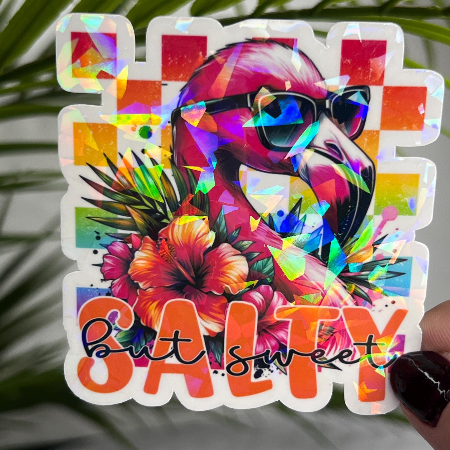 Salty But Sweet Summer Rainbow Colorful Holographic Sticker Mental Health Sticker Sparkly Spread Positivity Good Vibes Decal Inspirational