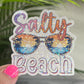 Salty Beach Sunglasses Holographic Sparkly Sticker Beach Life Decal Boating Sticker Summer Vacation Ocean Life Sticker