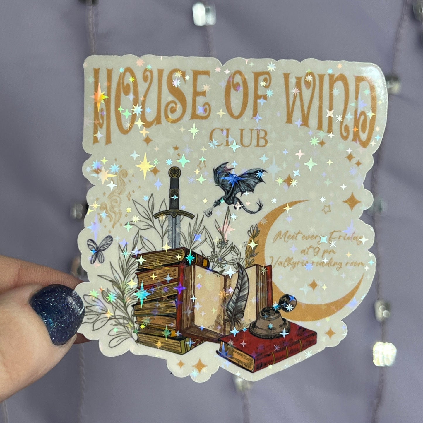 House of Wind Book Club Book Stack Valkyrie Reading Room Holographic Sticker Sparkly Sticker ACOTAR Decal Kindle Sticker Spicybook Sticker