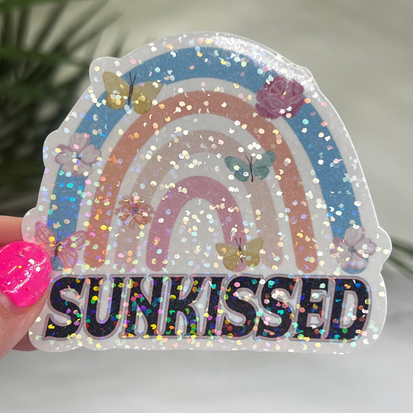 Sunkissed Butterflies Rainbow Summer Holographic Sparkly Sticker Beach Life Decal Boating Sticker Summer Vacation Ocean Life Sticker