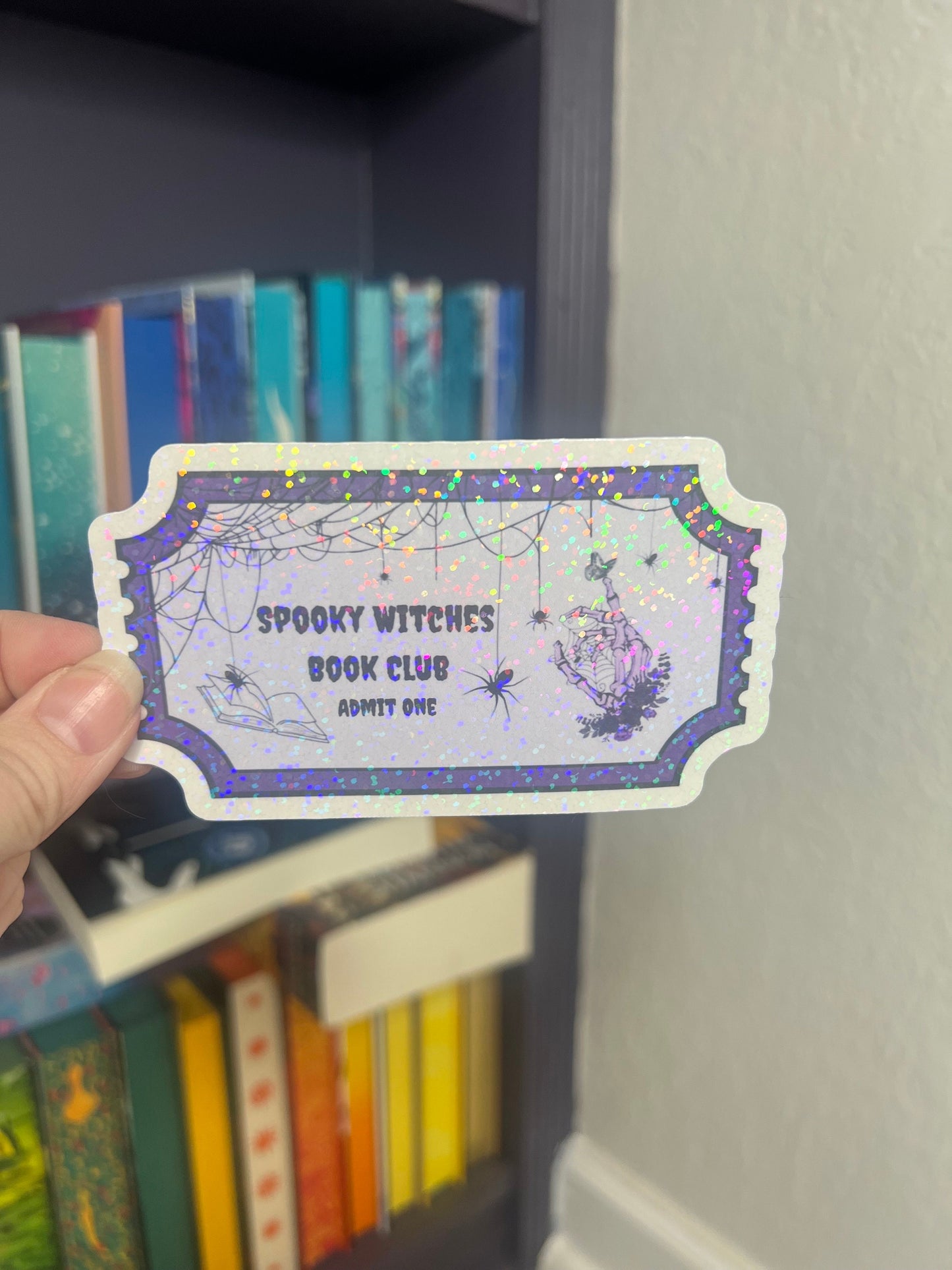 Spooky Witches Book Club Holographic Sticker, Halloween Booktok stickers, kindle stickers, Water Bottle Spooky Reader Sticker bookish decal
