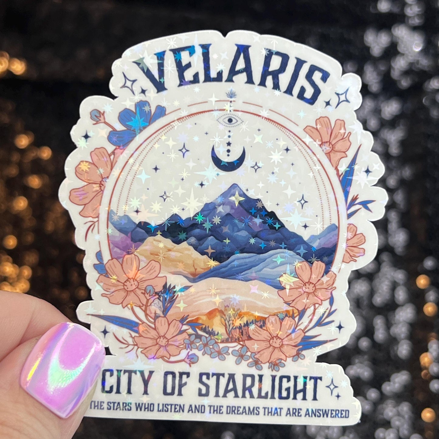 Velaris City of Starlight Court of Thorns and Roses Holographic Sticker Sparkly ACOTAR Decal Kindle Sticker Spicybook Sticker SJM Stickers