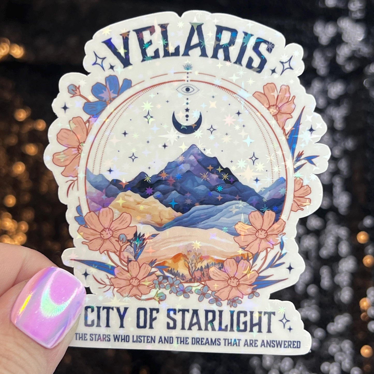 Velaris City of Starlight Court of Thorns and Roses Holographic Sticker Sparkly ACOTAR Decal Kindle Sticker Spicybook Sticker SJM Stickers