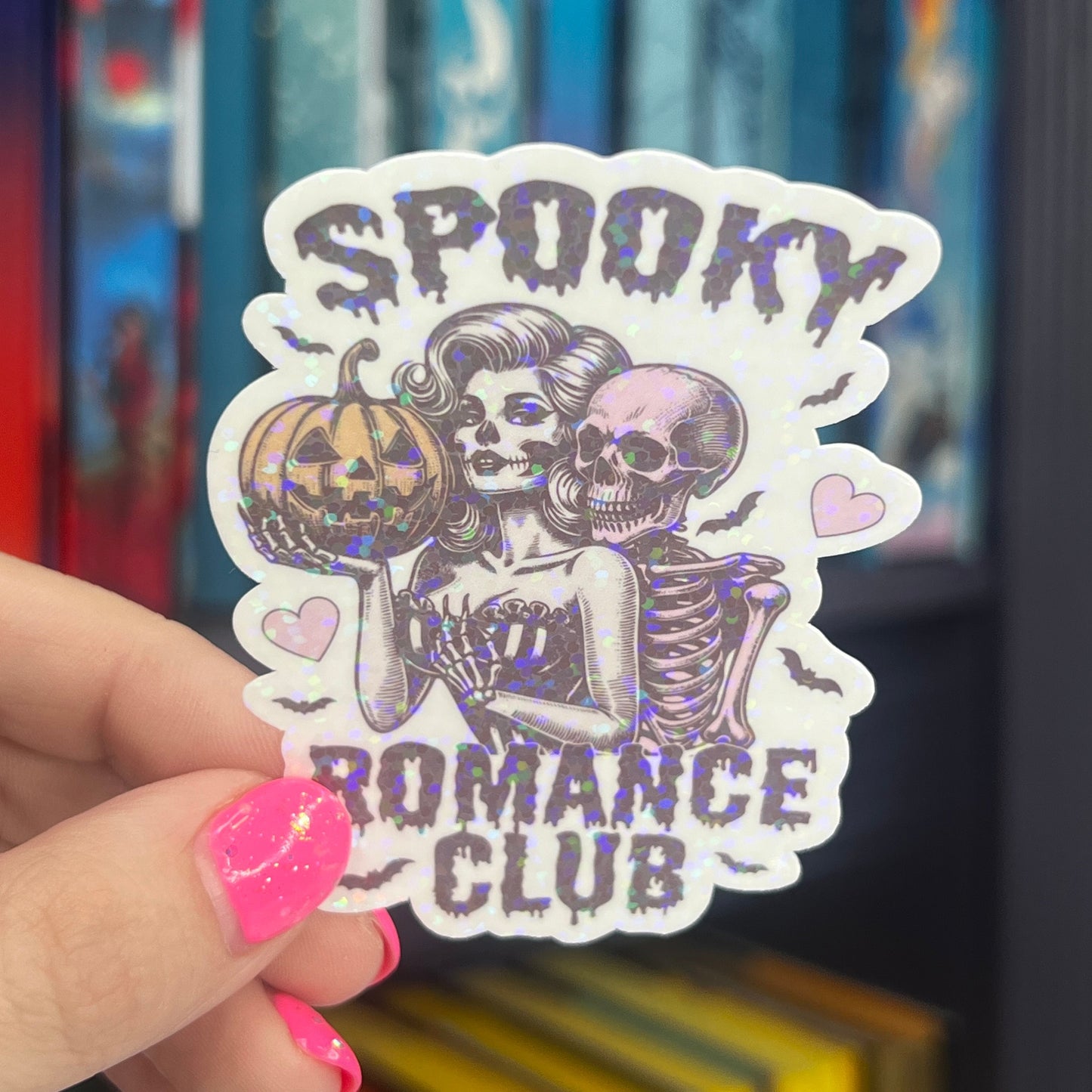 Spooky Romance Club Holographic Sticker, Spicy Dark Romance, Booktok, kindle waterbottle laptop stickers Halloween book decal celestial book