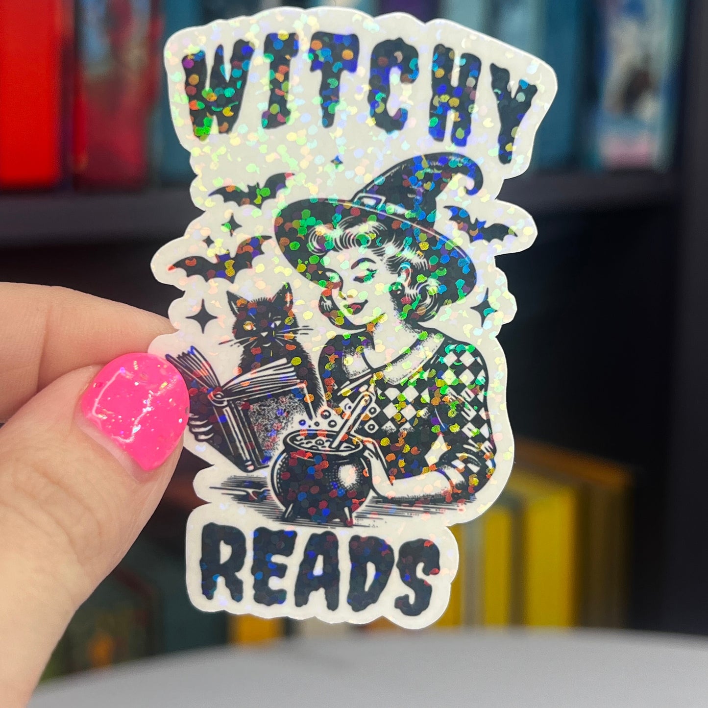 Witchy Reads Holographic Sticker, Spicy Dark Romance, Booktok, kindle waterbottle laptop stickers Halloween book decal celestial book