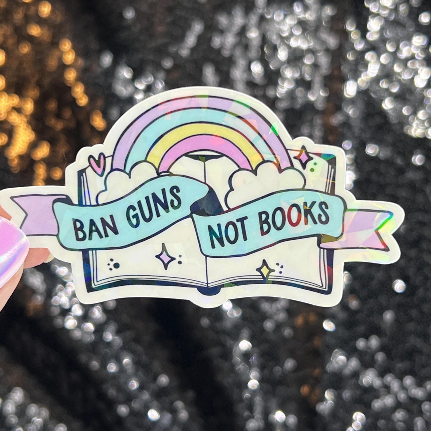Ban Guns Not Books Holographic Sticker Kamala Decal Anti Trump Pro Choice Feminist Sticker Liberal Democrat