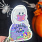 Reading in Peace Ghost Halloween Bookshelf Holographic Sticker Halloween Kindle Decal Spooky Fall Reader Gift Bookish Decal