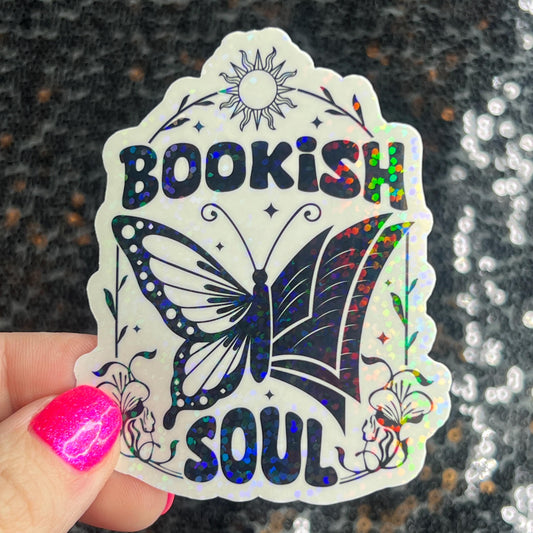 Bookish Soul Sparkly Sticker Holographic Book Book Lover, Spicy Dark Romance, Booktok, kindle waterbottle laptop Romance Decal