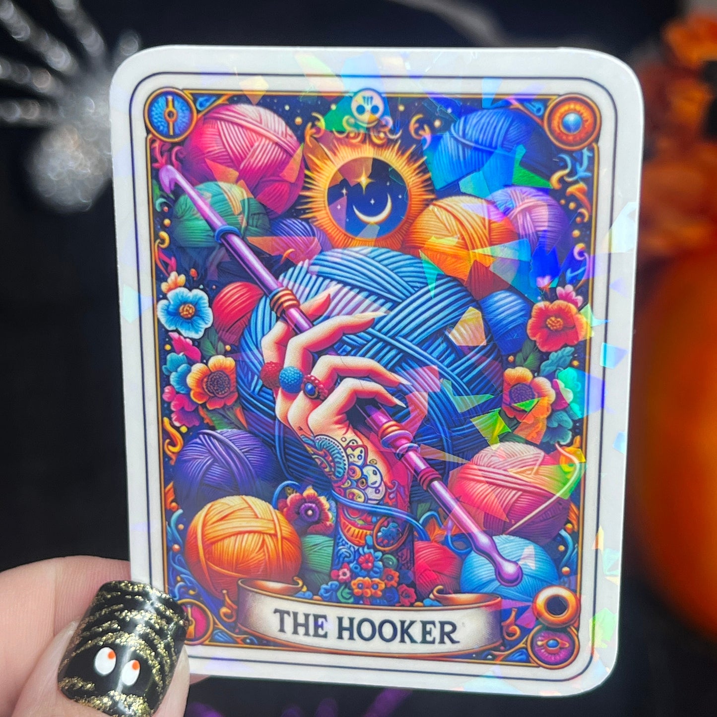 Hooker Crochet Tarot Card Knitting Yarn holographic sticker thimble quilting decal sewing machine sticker cross stitch sticker