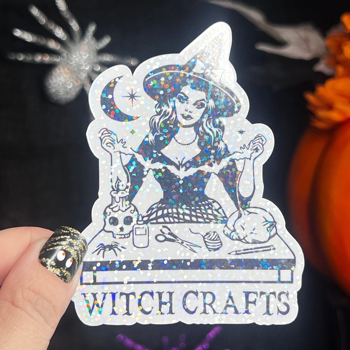 Witch Crafts holographic Sticker Crafting Crochet Knitting quilting sticker Halloween decal sewing machine sticker cross stitch sticker