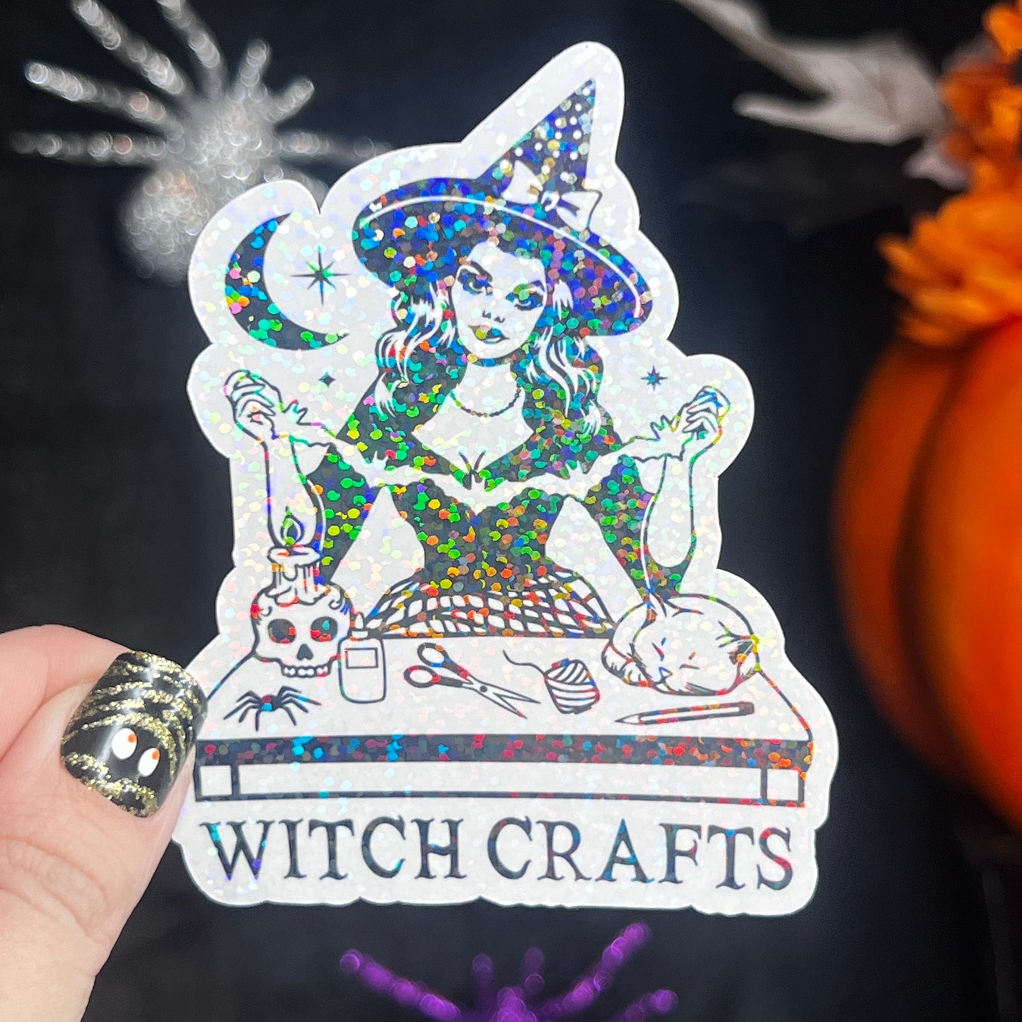 Witch Crafts holographic Sticker Crafting Crochet Knitting quilting sticker Halloween decal sewing machine sticker cross stitch sticker