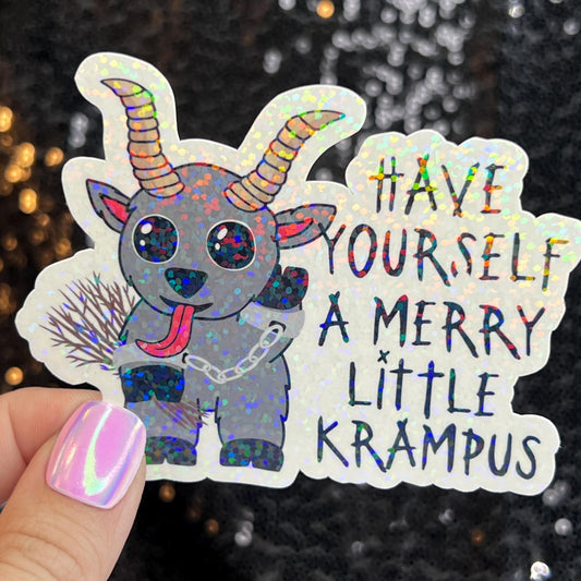 Krampus Christmas Holographic Holiday Sticker,  Decal Xmas Gift & Stocking Stuffer