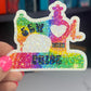 Sew with Pride Rainbow Holographic Sparkly Sticker Decal Quilting Pride Month LGBTQ+ Pride Sticker Sewing Glitter Sticker Machine Decal