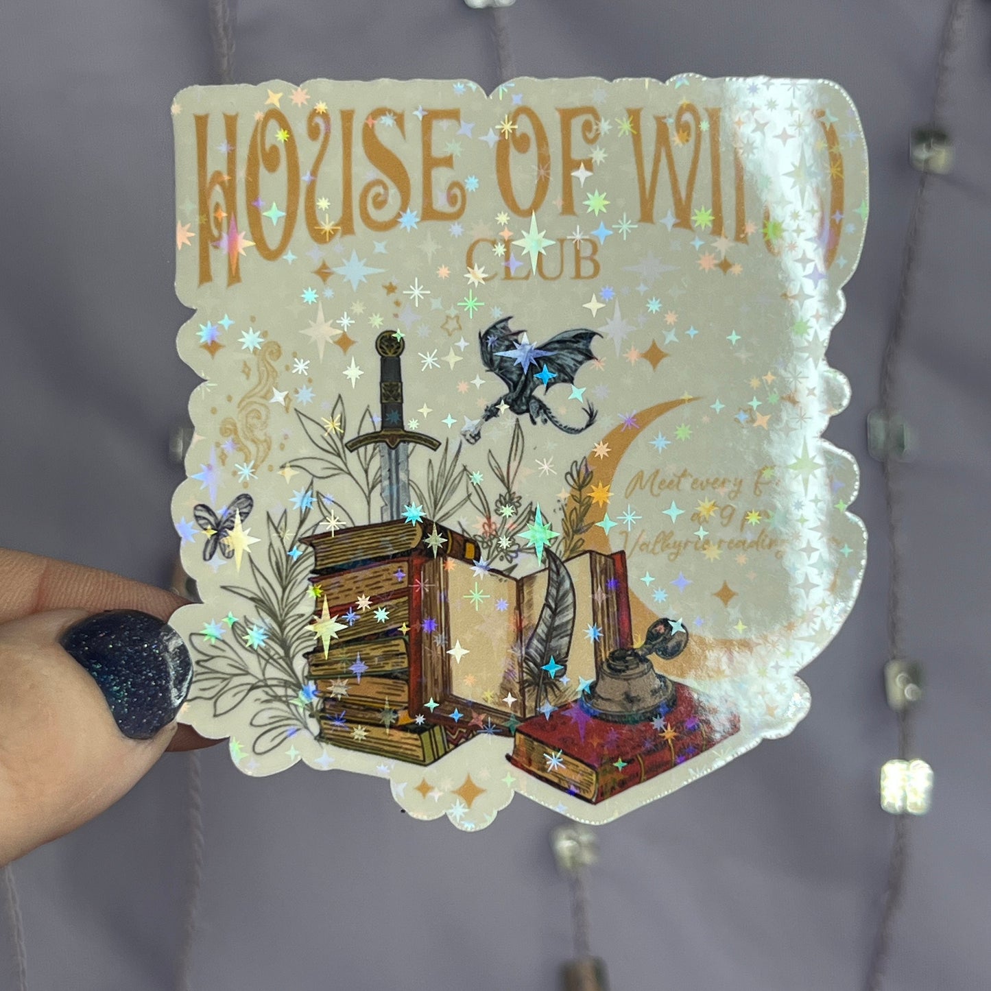 House of Wind Book Club Book Stack Valkyrie Reading Room Holographic Sticker Sparkly Sticker ACOTAR Decal Kindle Sticker Spicybook Sticker