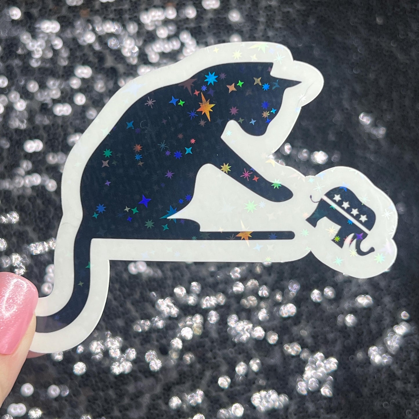 Cat Lady Holographic Sticker Kamala Walz Decal Anti Trump JD Vance Pro Choice Feminist Sticker Liberal Democrat Decal Minimalist Cat Decal