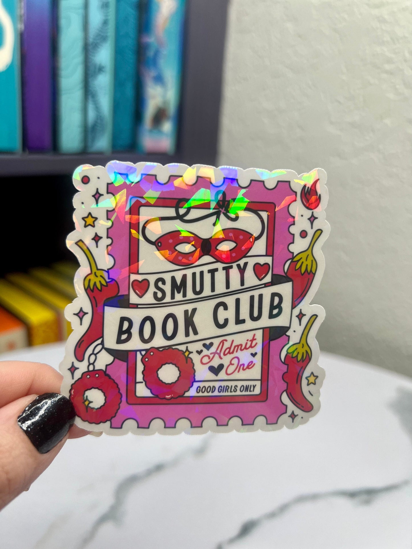 Smutty Book Club Holographic Bookish Sticker Book Lover, Spicy Dark Romance, erotica, Booktok, kindle waterbottle laptop Romance Decal