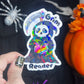 Grim Reader Reaper Halloween Holographic Sticker Halloween Kindle Decal Spooky Fall Reader Gift Bookish Decal
