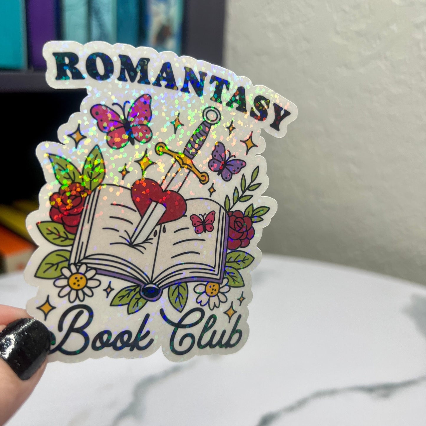 Romantasy Book Club Sticker Holographic Fantasy Decal for Readers bookish sticker gift for readers kindle waterbottle laptop decal