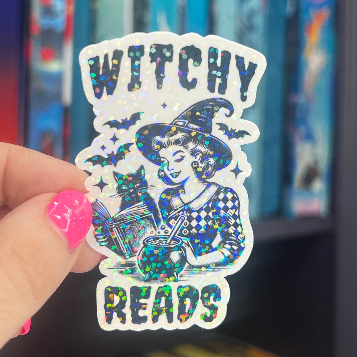 Witchy Reads Holographic Sticker, Spicy Dark Romance, Booktok, kindle waterbottle laptop stickers Halloween book decal celestial book