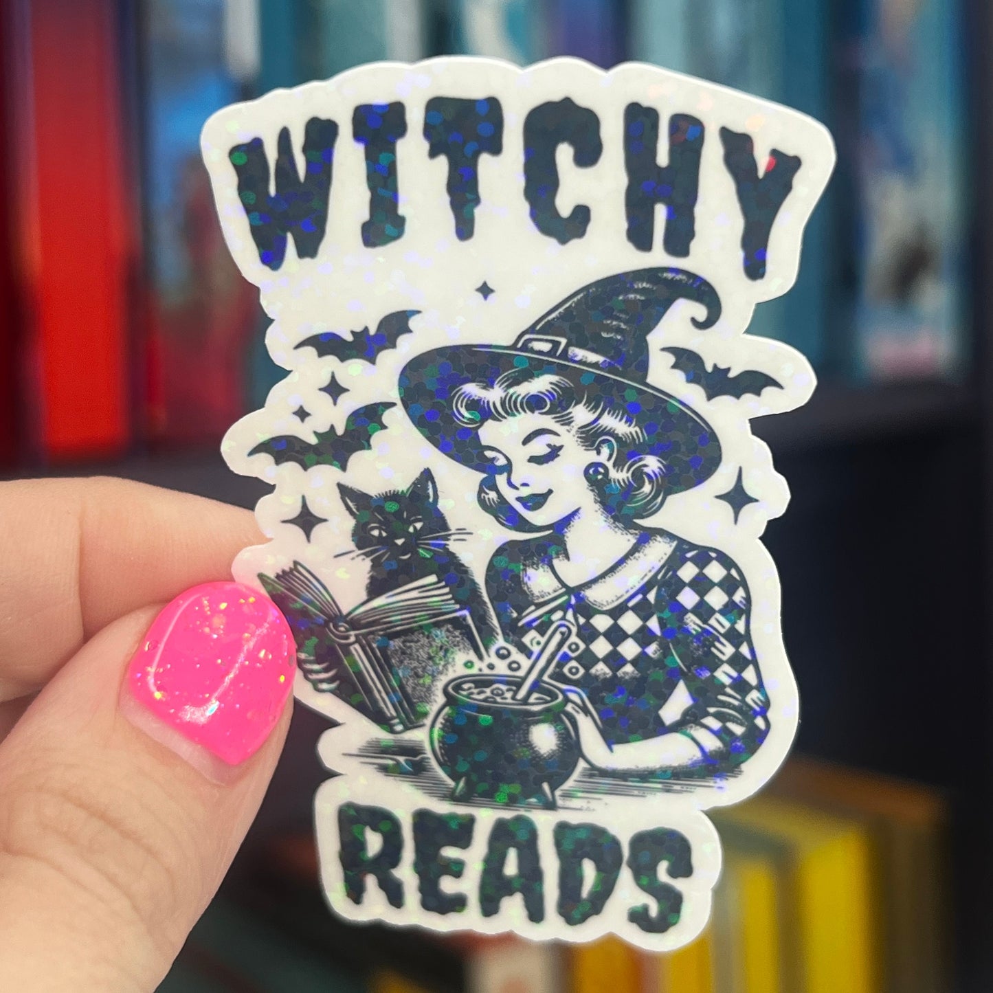 Witchy Reads Holographic Sticker, Spicy Dark Romance, Booktok, kindle waterbottle laptop stickers Halloween book decal celestial book