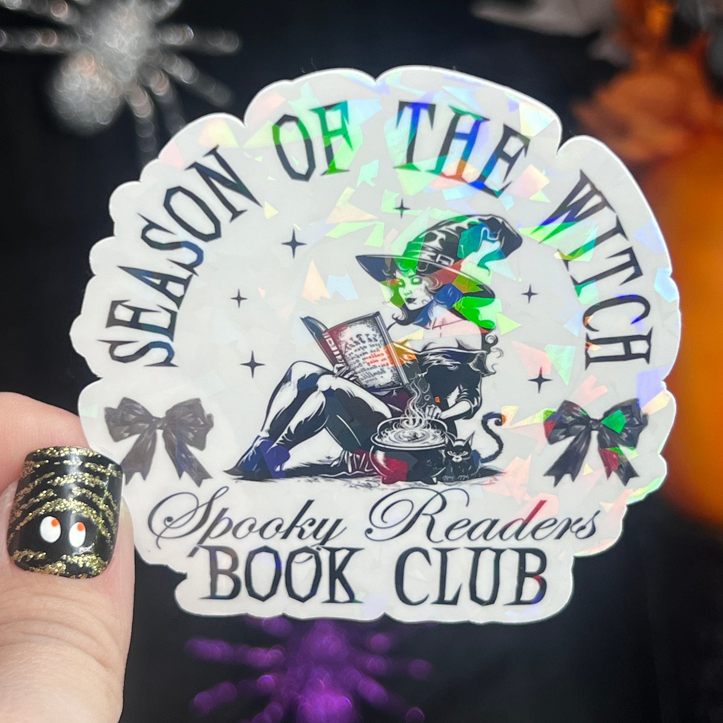 Season of the Witch Spook Readers Book Club Halloween Holographic Sticker Halloween Kindle Decal Spooky Fall Reader Gift Bookish Decal