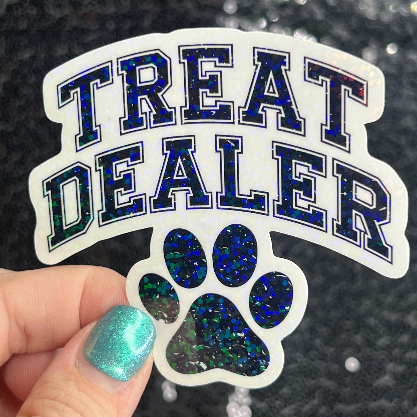 Treat Dealer Paw Prints Holographic Sticker | Dog lover gift decal | Puppy love sticker | Dog mom dad sticker Dog Rewards