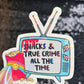 Snacks and True Crime All the Time Silly Dark Humor Holographic Sticker Sparkly Spread Positivity Good Vibes Decal True Crime and Snacks