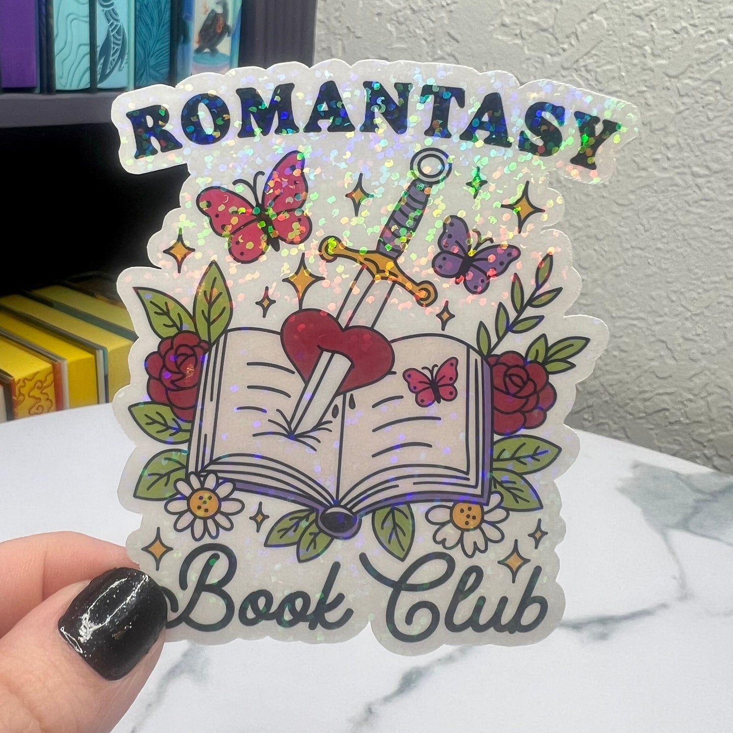 Romantasy Book Club Sticker Holographic Fantasy Decal for Readers bookish sticker gift for readers kindle waterbottle laptop decal