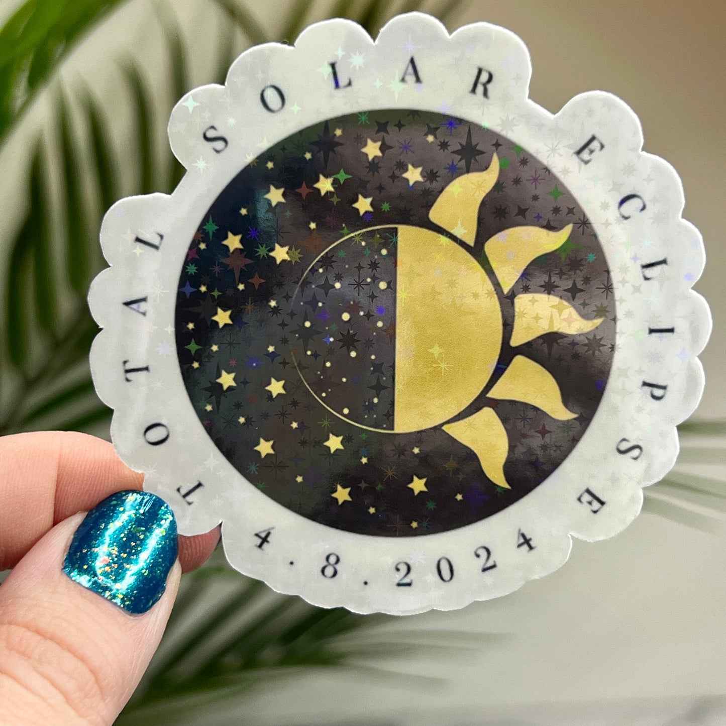 Total Solar Eclipse Holographic Sparkly Sticker 4.8.2024 Eclipse Souvenir Decal Solar Eclipse Sticker astronomy lover waterbottle sticker